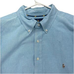 Polo Ralph Lauren Shirt Mens XXL Blue Classic Fit Long Sleeve Button Flesh Pony
